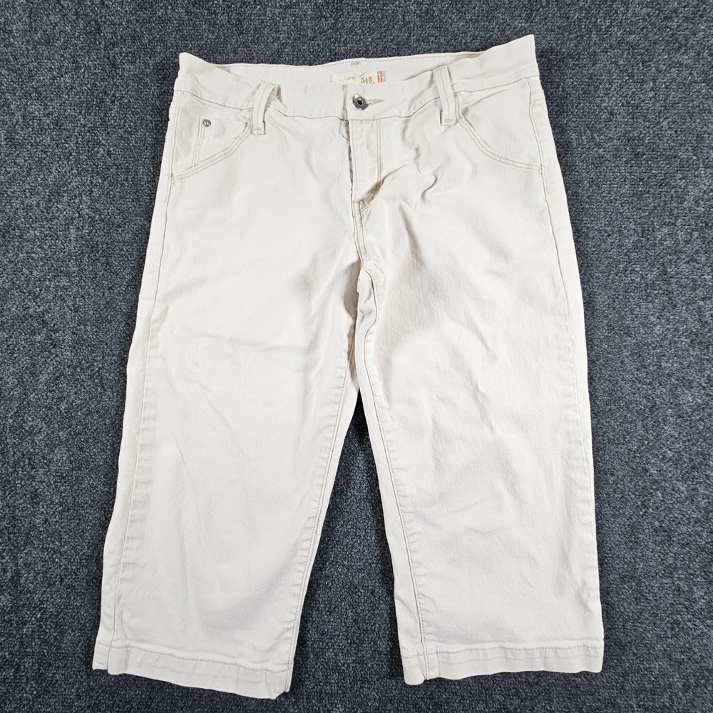 Levi's 545 Capri Pants Women 8 Beige Cream Stretch Denim Cropped Mid Rise